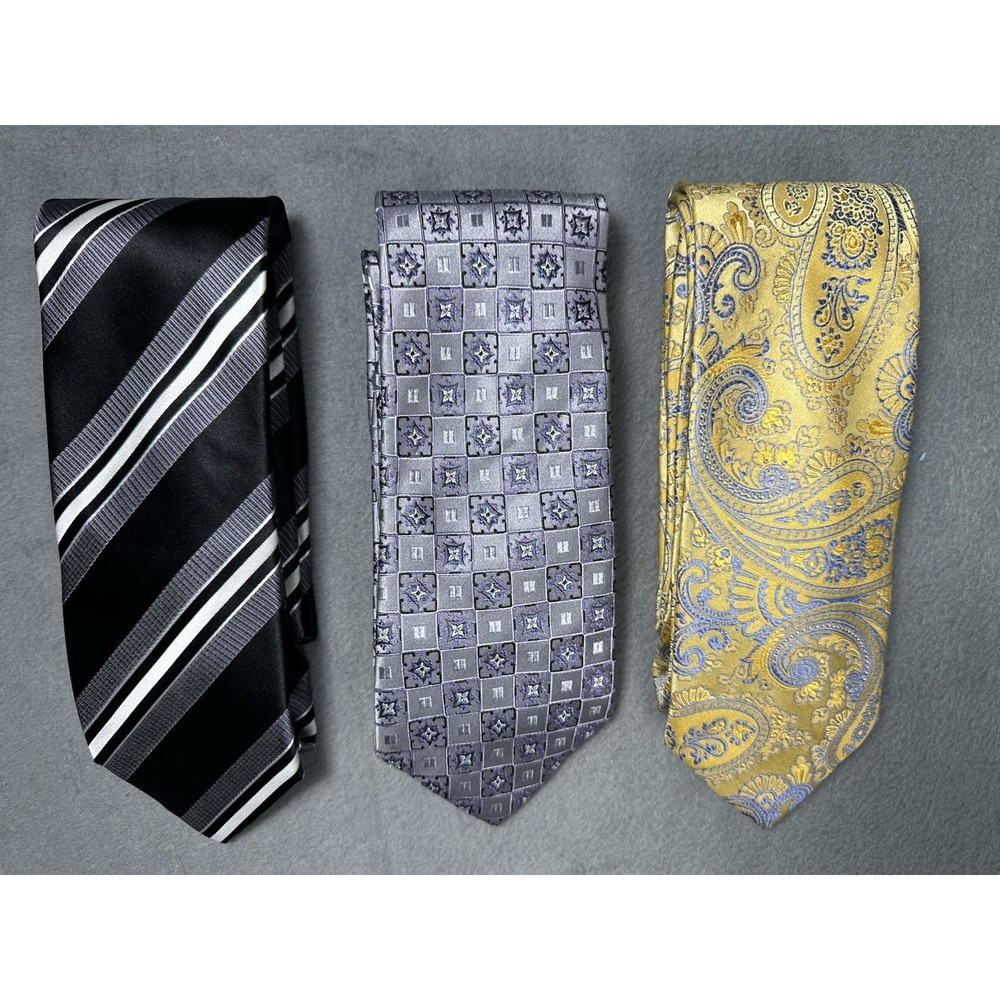 Countess Mara Men's 100% Silk Tie Lot Of 3 Paisley Stripe Geometric 59"x3"